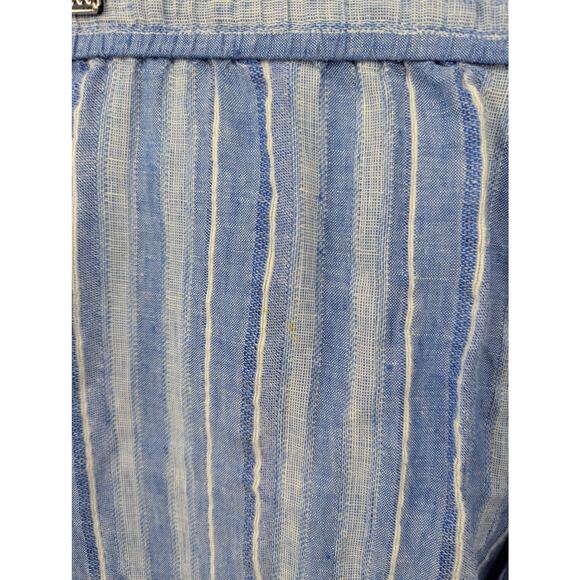 Tommy Bahama Linen Blend Blue Striped Pants Size L Relaxed Fit Resort Beachwear - Picture 5 of 7